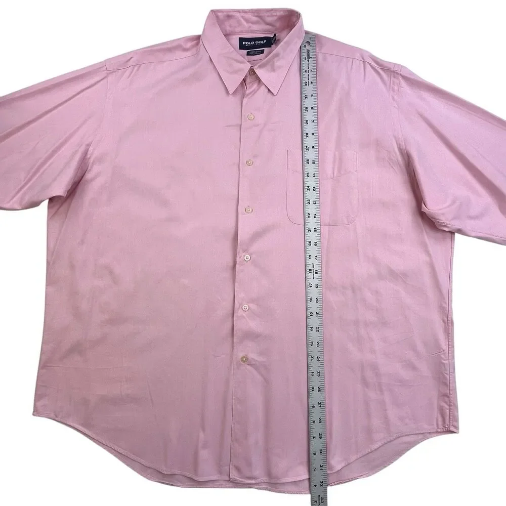 Polo Golf Ralph Lauren Shirt Mens XXL Pink Herringbone Marlowe Oxford Cotton - Picture 10 of 11